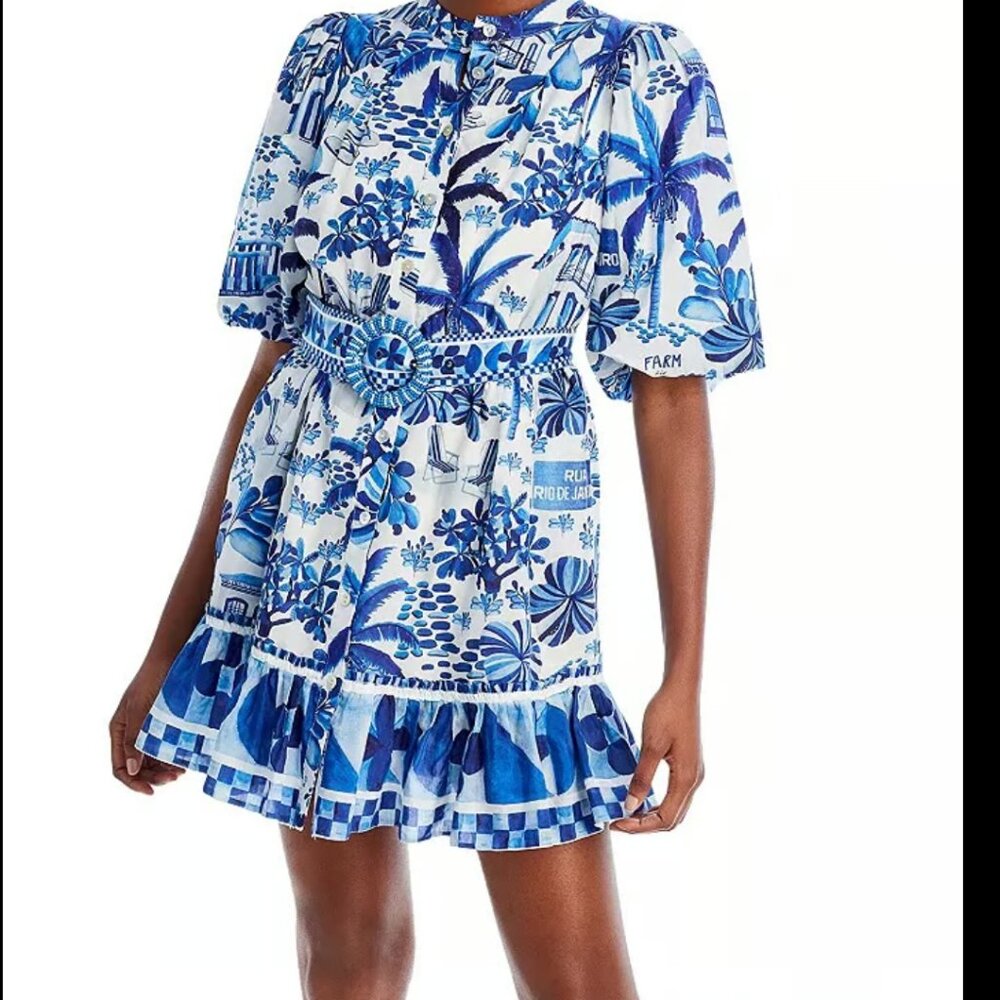 Farm Rio Sweet Rio Mini Dress Off White Size S - Picture 7 of 11